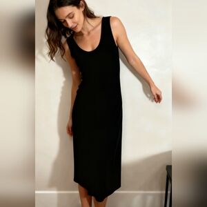 Mario Serrani Italy Black Midi Dress Size L Classic Elegant